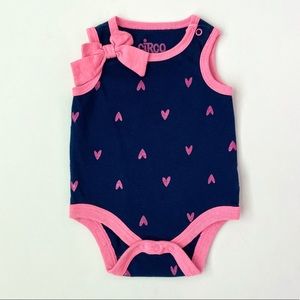 Baby Girl Navy Sleeveless Bodysuit with Hearts